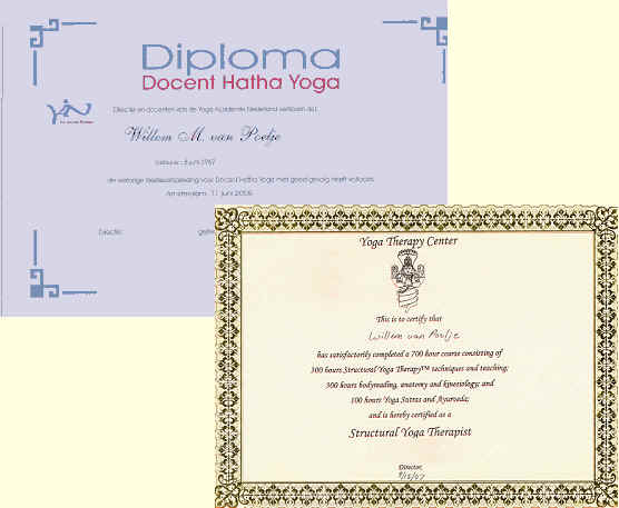 diploma's van de yogadocent